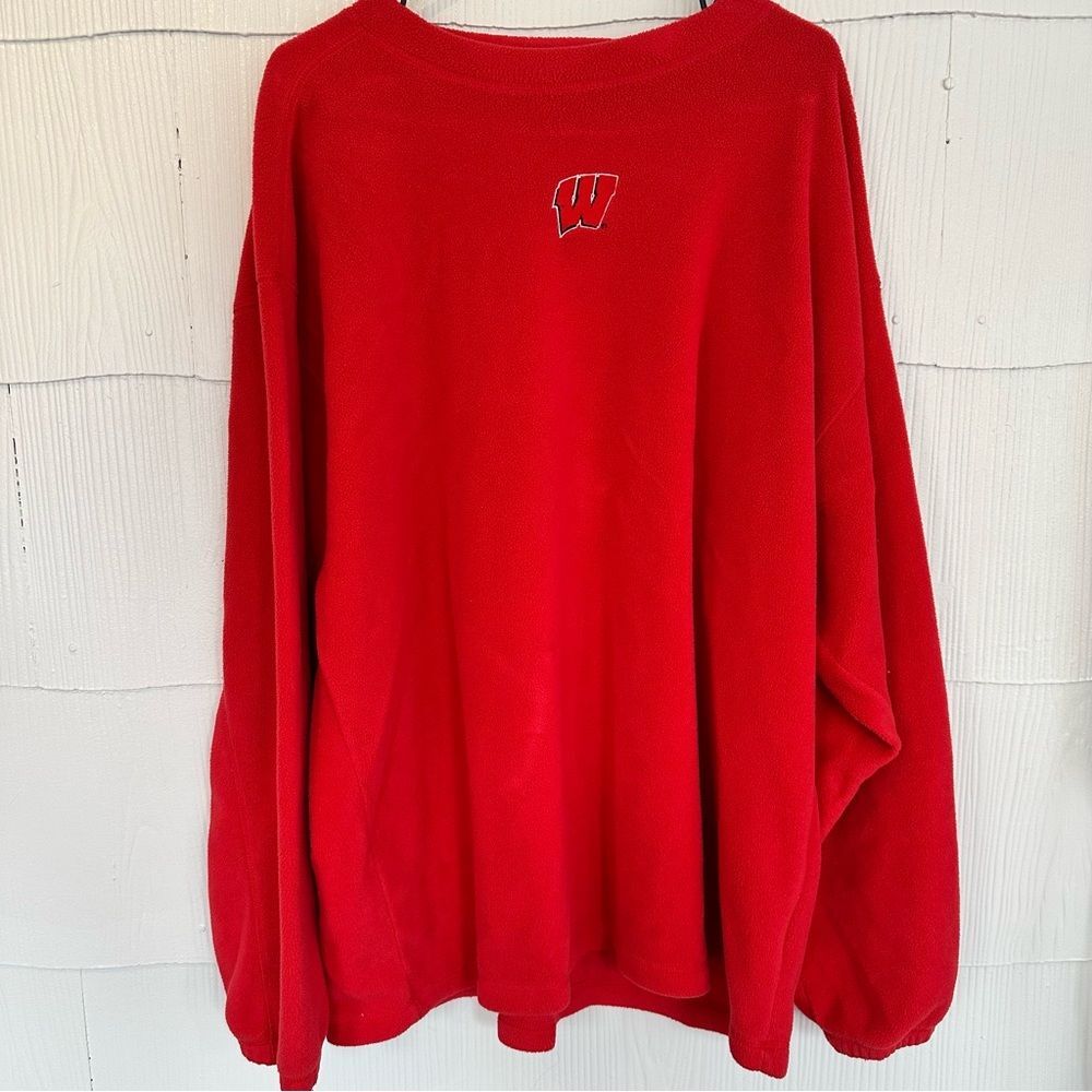 Vintage Wisconsin Badger Red Fleece Pullover Sweatshirt Crewneck 2XL